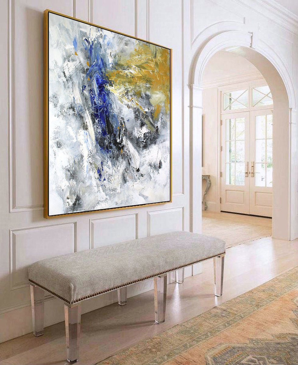 Abstract Oil Painting By Hugh Abernethy, 36 X 36, Bond, Original Artwork