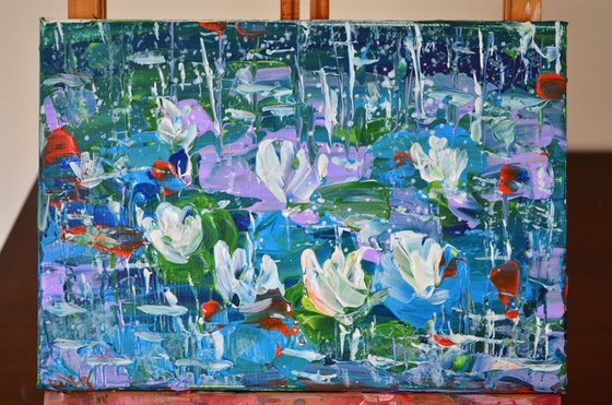 The Lake - Palette knife  Modern abstract landscape Gift idea
