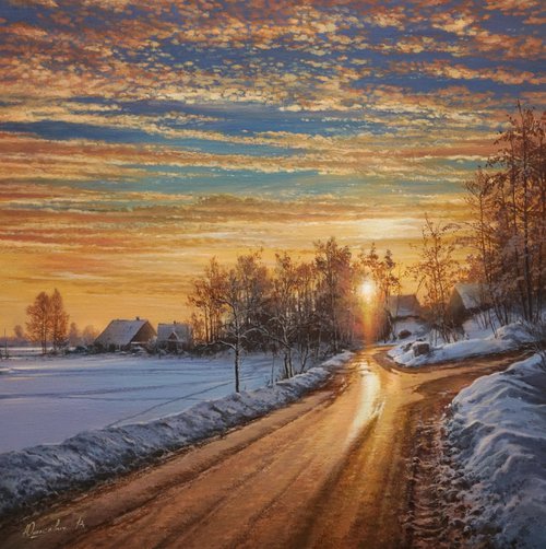 Golden winter sun by Viktar Yushkevich YUVART
