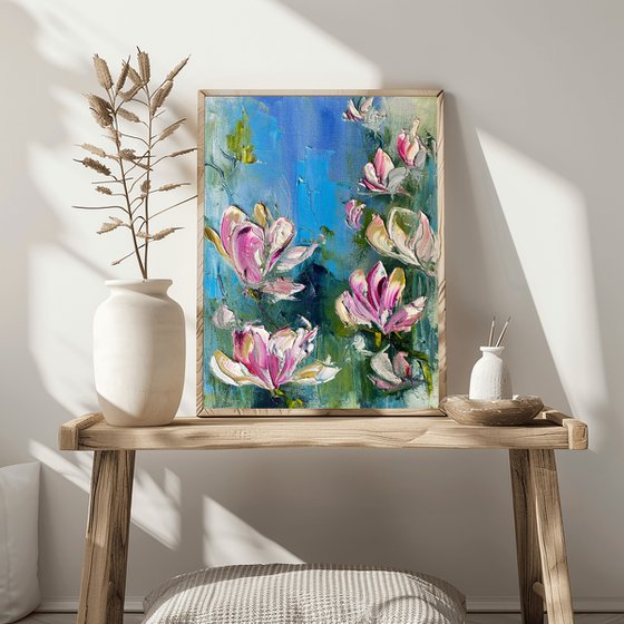 Magnolia Blossom Oil Art