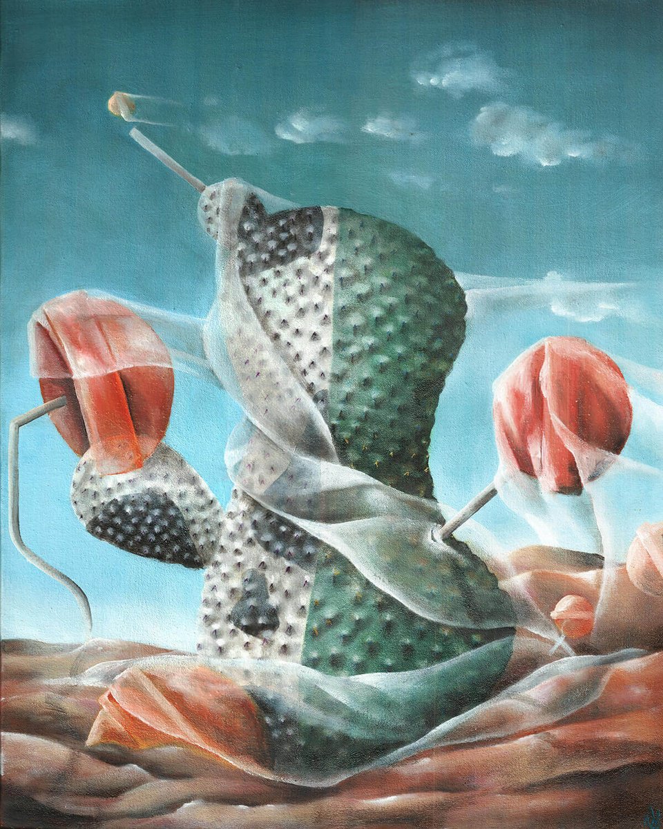 Surrealistic Still Life Oil Painting By Vanessa T Stefanova, 16 X 20", Mercury Retrograde, Original Artwork
