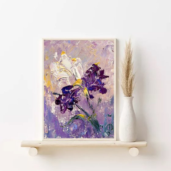 MINI VERY PERI IRISES - 3 Set Purple Iris. 3 Set Blue iris. 3 Set Wall Art.