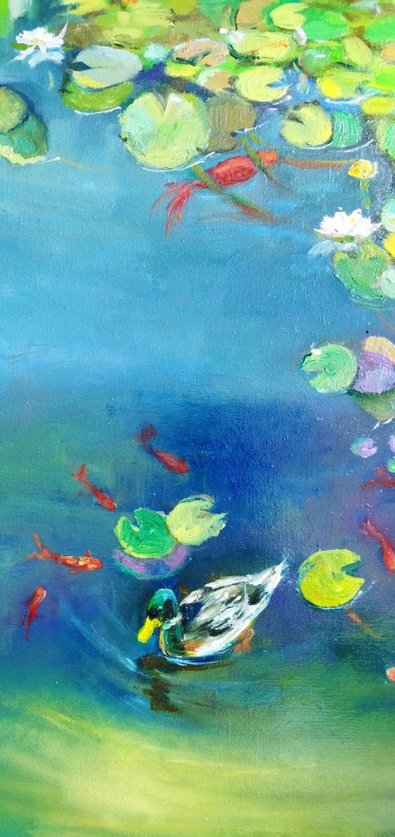 Vibrant pond landscape