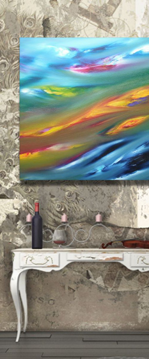 Sighs - 50x50 cm,  Original abstract painting, oil on canvas by Davide De Palma