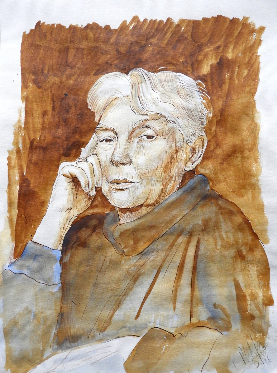 Illustrative Ink Drawing , Portrait Of Lalla Romano By Paolo Beneforti, 9 X 13, Artwork For Sale On Artfinder