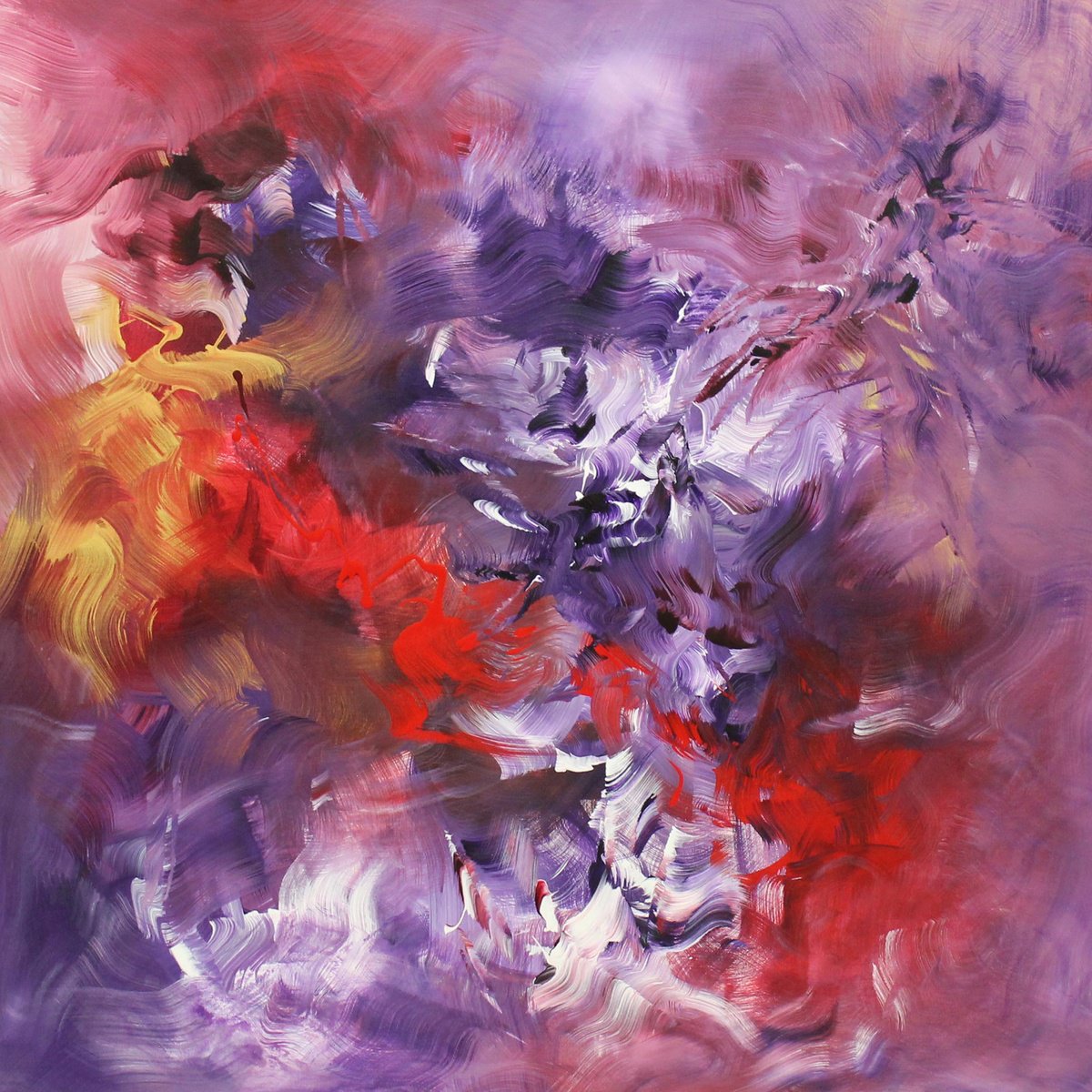 Expressive Abstract Acrylic Painting By Paresh Nrshinga Frsa, 36 X 36", A Little Piece Of My Heart, Original Artwork