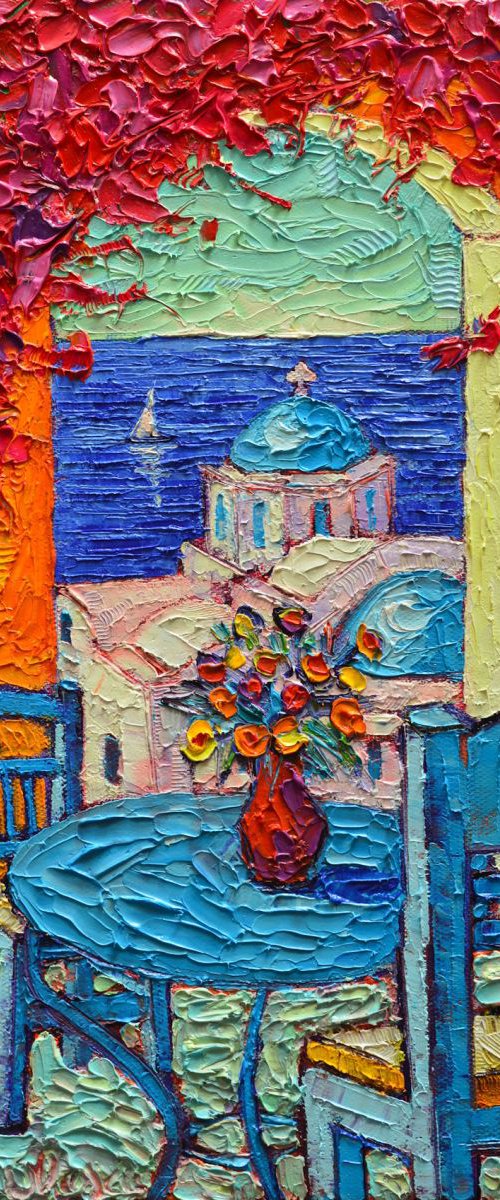 SANTORINI DREAM modern impressionist impasto palette knife oil painting by ANA MARIA EDULESCU