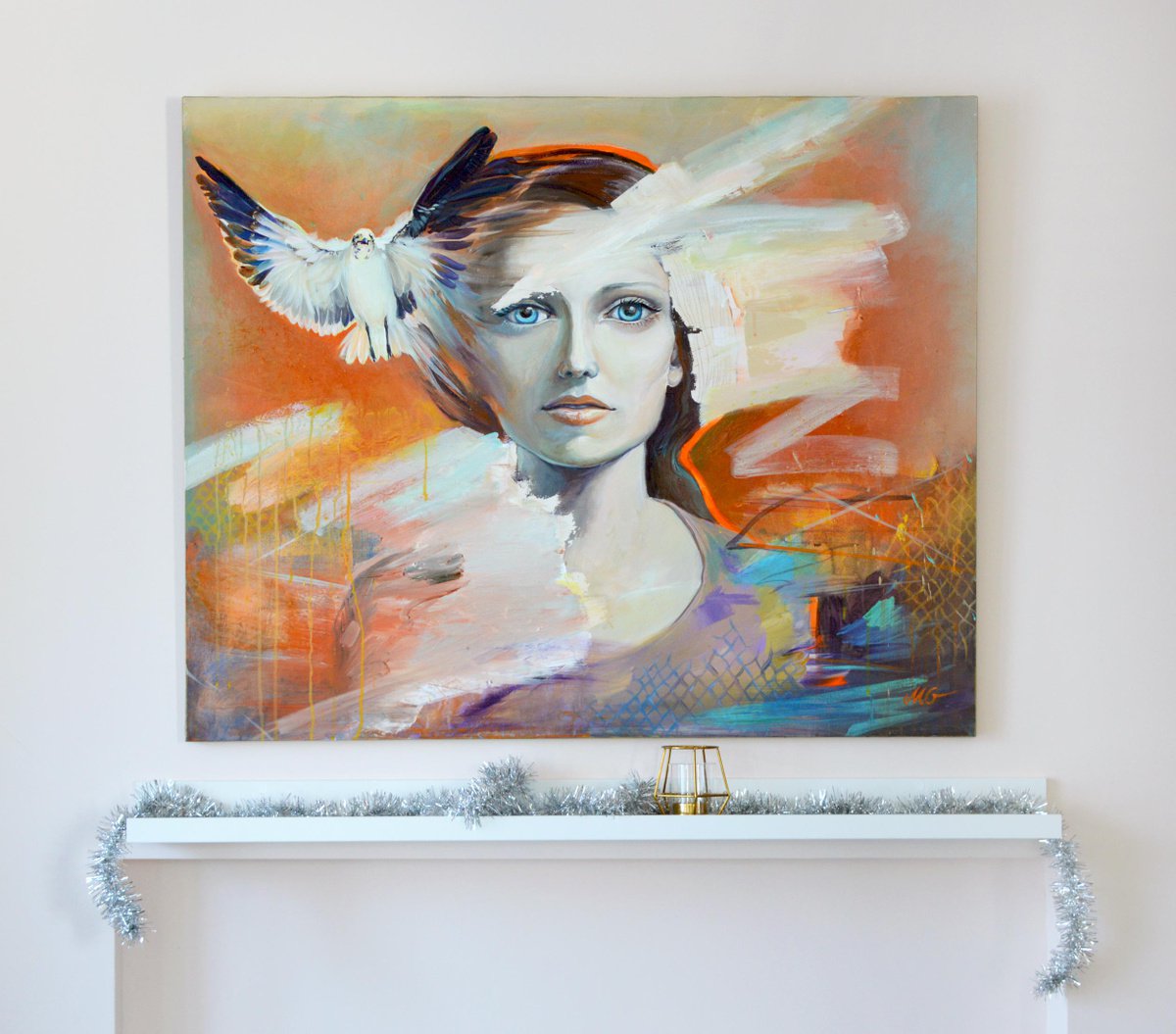 Impressionistic Portrait Acrylic Painting By Milena Gaytandzhieva, 39 X 32", Woman, Original Artwork