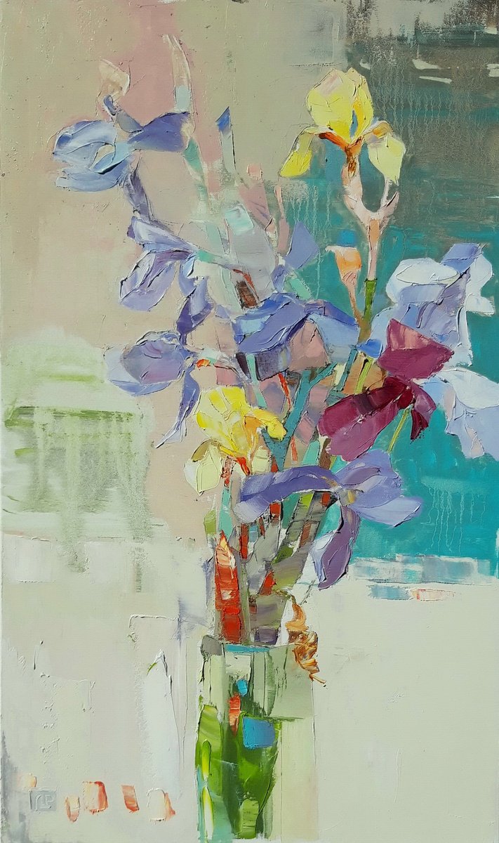 Morning Irises By Lesya Ros, 24 X 39, Artwork For Sale On Artfinder