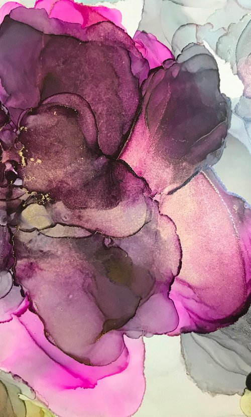 Black Rose II   Framed Ink Abstract by Maxine Anne  Martin