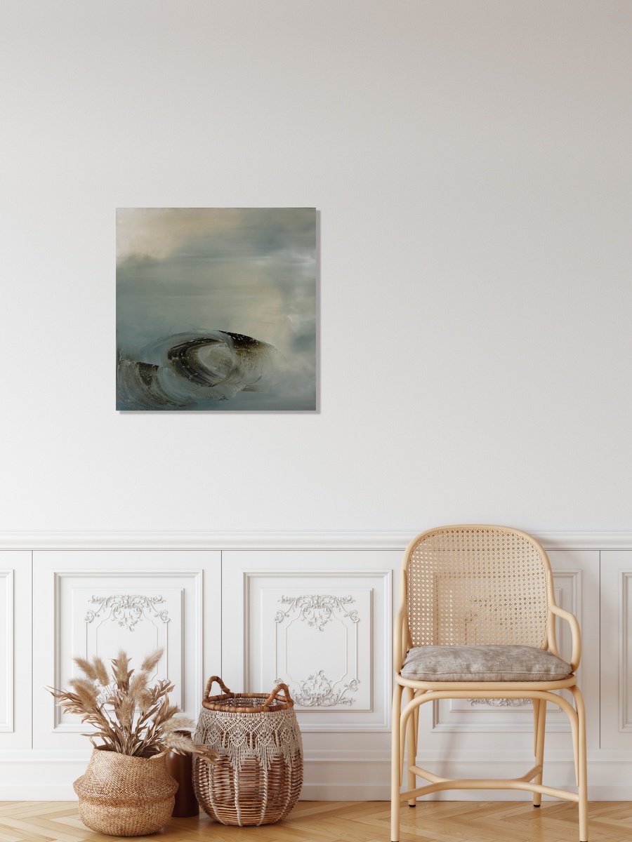 Abstract Oil Painting By Julia Swaby, 24 X 24", Beautiful Solitude, Original Artwork