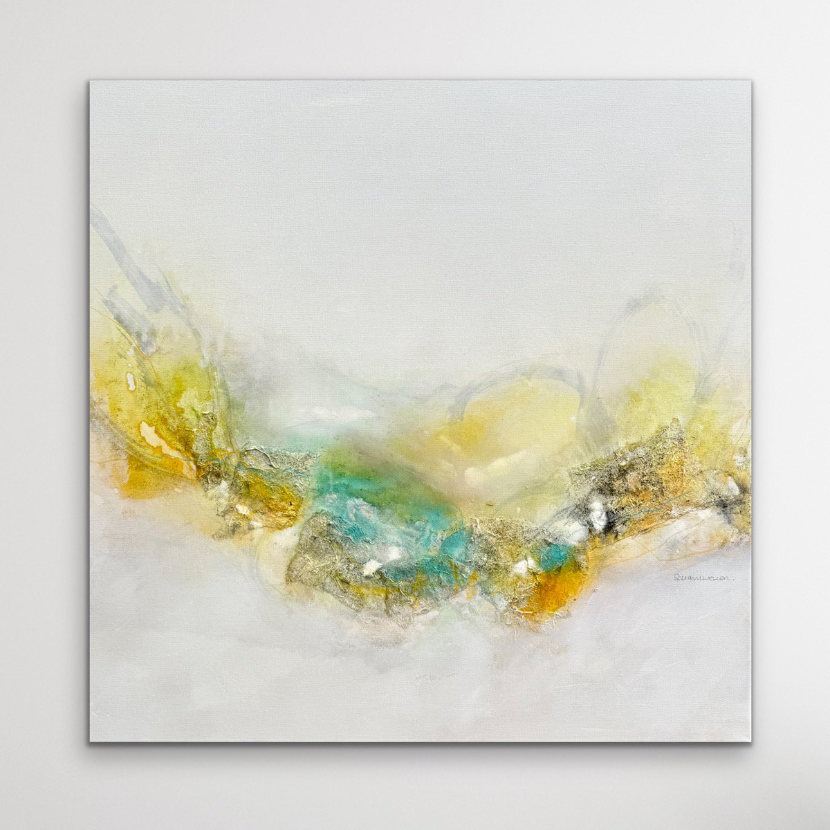 Abstract Landscape Acrylic Painting By Kirsten Schankweiler, 31 X 31", Poem For A Landscape No. 1, Original Artwork