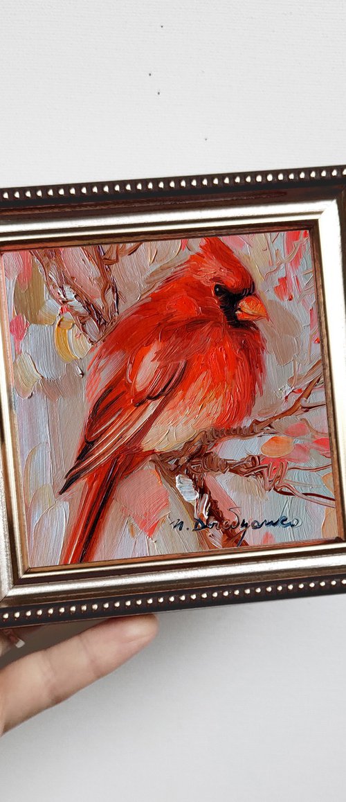 Cardinal red bird by Nataly Derevyanko