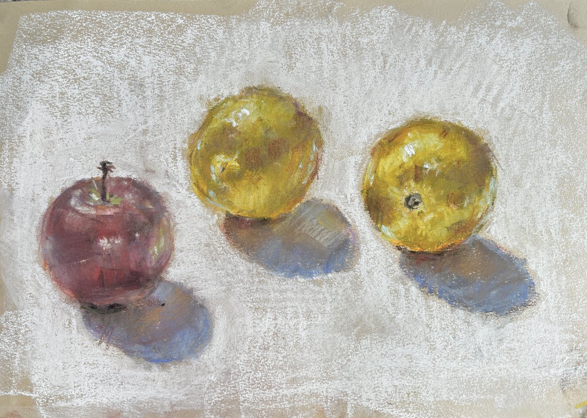Two lemons and an apple by Louise Gillard