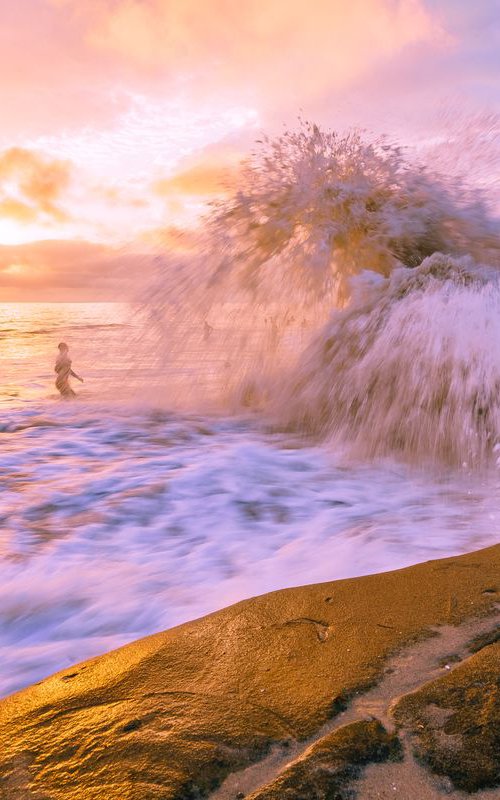 Monster Wave and Surfer at Windansea Beach, San Diego / Large Metal Print by McClean Photography
