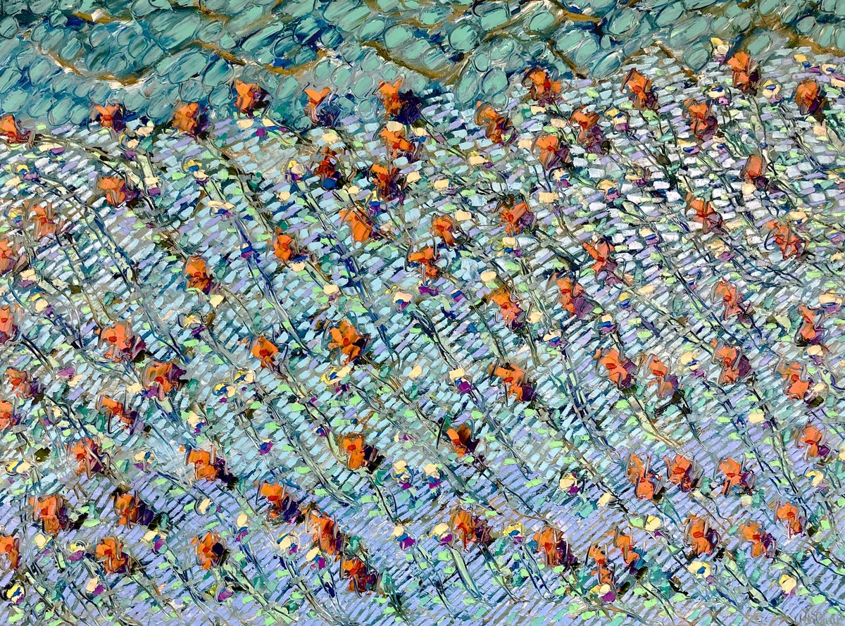 Organic Botanical Oil Painting By Ann Parks Mccray, 40 X 30, Simple Delight, Original Artwork