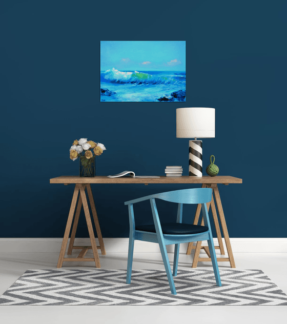 Seascape with transparent wave