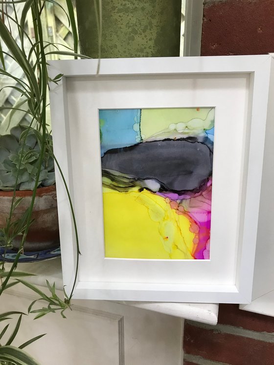 Abstract 'Mellow Yellow II' Framed