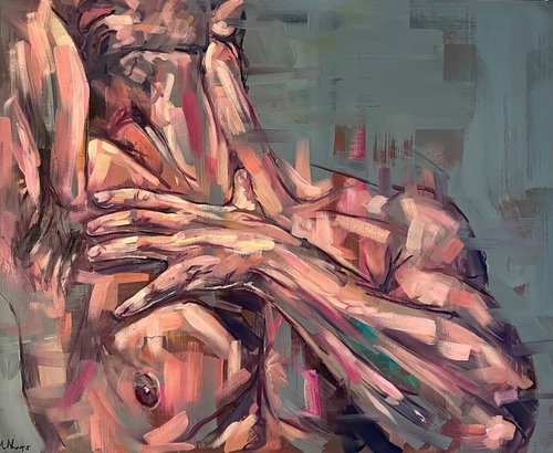 Male nude torso gay painting by Emmanouil Nanouris