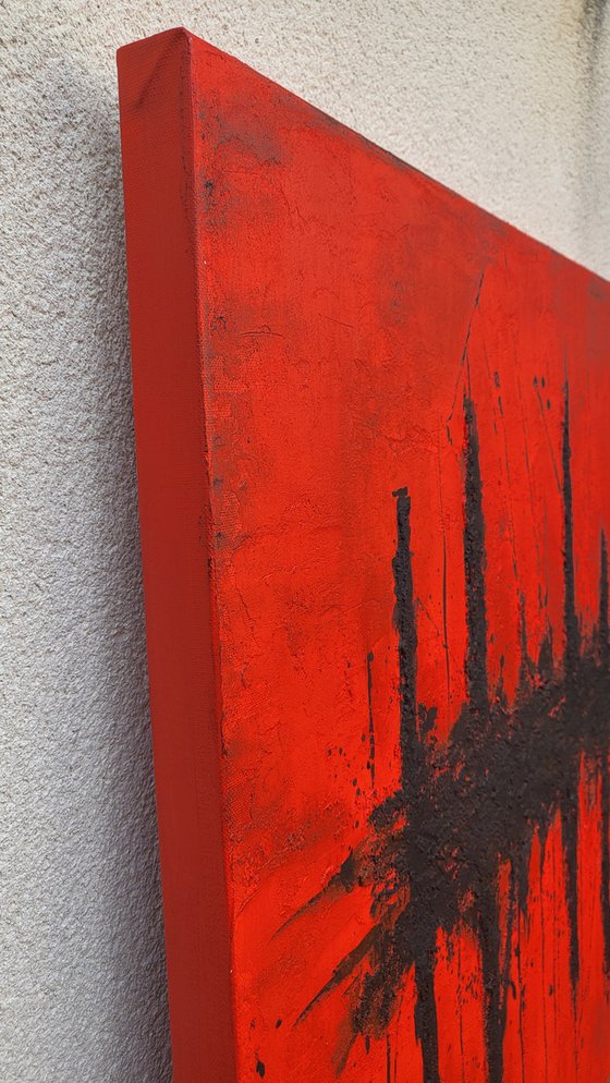 Red Black Abstrakt Acryl