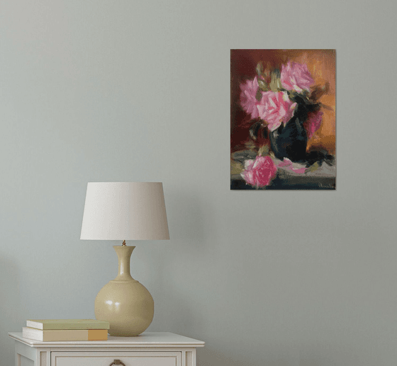 Bouquet of Pink Roses Still Life Wedding Gift