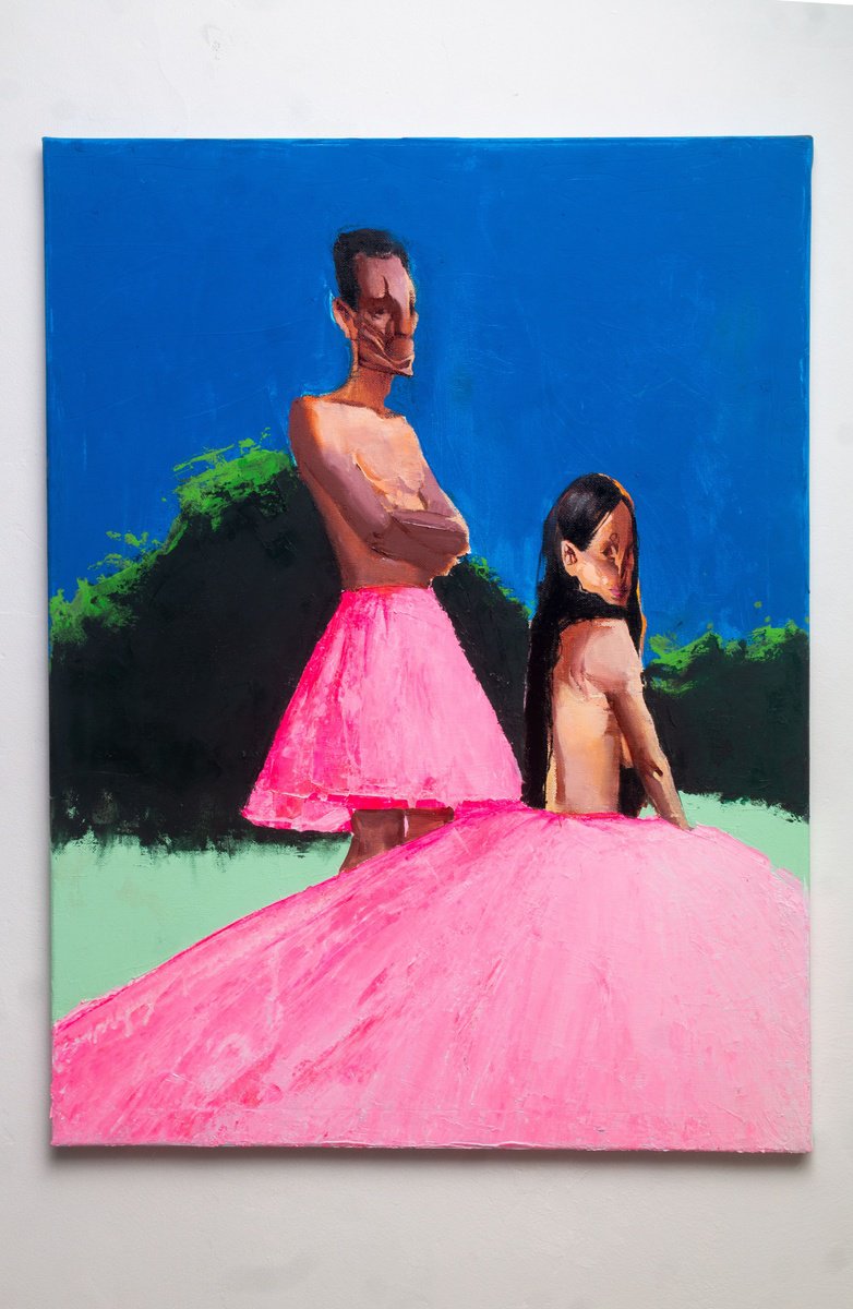 Expressive Portrait Oil Painting By Bohdan Katolyk, 18 X 24, Garden Of Eden, Original Artwork