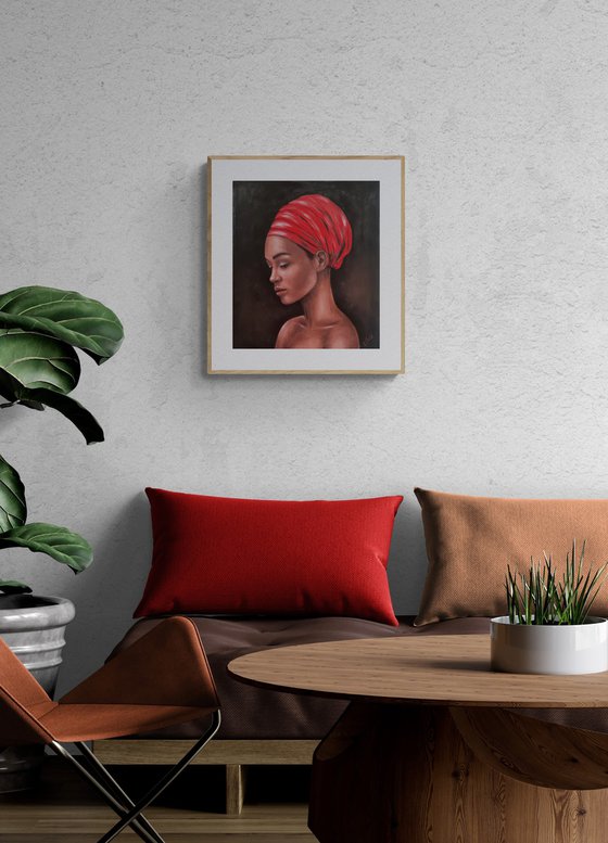 African Elegance - oil portrait painting