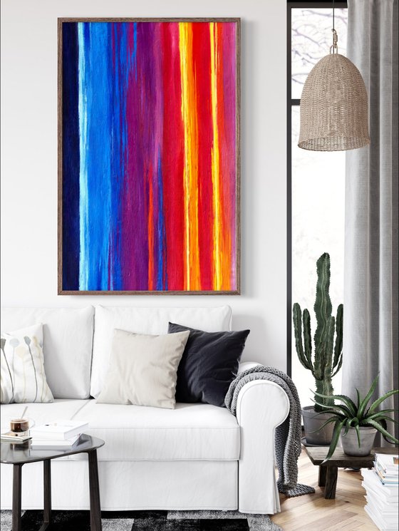 Colourful mood , abstract colourful painting on canvas, abstract landscape painting