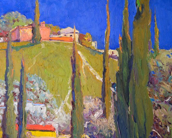 Cypress Trees, Mediterreanean Landscape