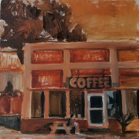 The loneliest coffee shop (from the sepia Americana series)