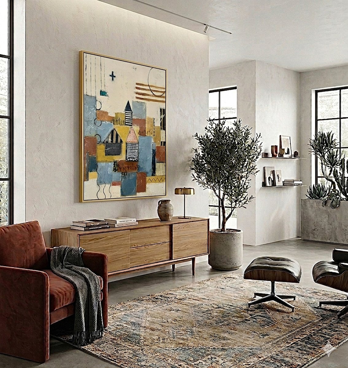 Geometric Painting , River City By Shellie Garber, 30 X 40, Artwork For Sale On Artfinder