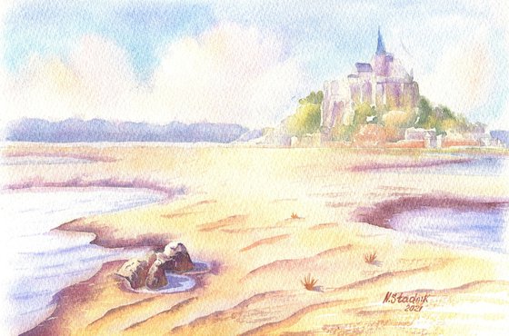 Ukrainian watercolour. Mont Saint-Michel