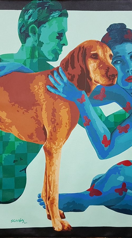 Couple and Dog 2 by Sonaly Gandhi