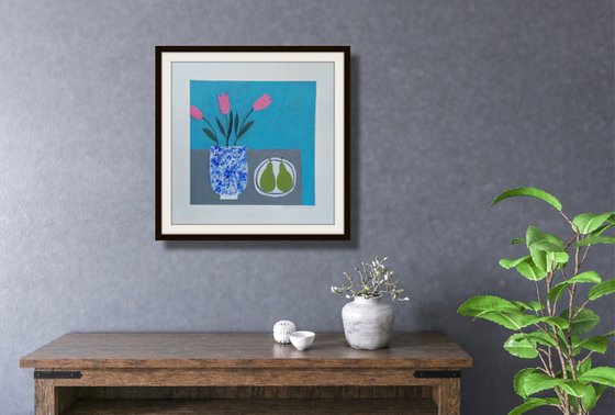 Pink Tulips in a Chinese Vase