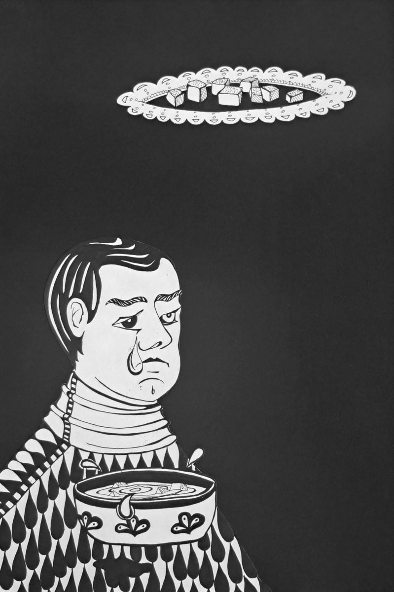 Portrait Ink Drawing By Andromachi Giannopoulou, 9 X 13, Repentance Soup, Original Artwork