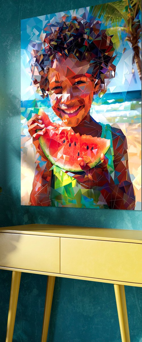 BOY WITH WATERMELON by Maria Tuzhilkina