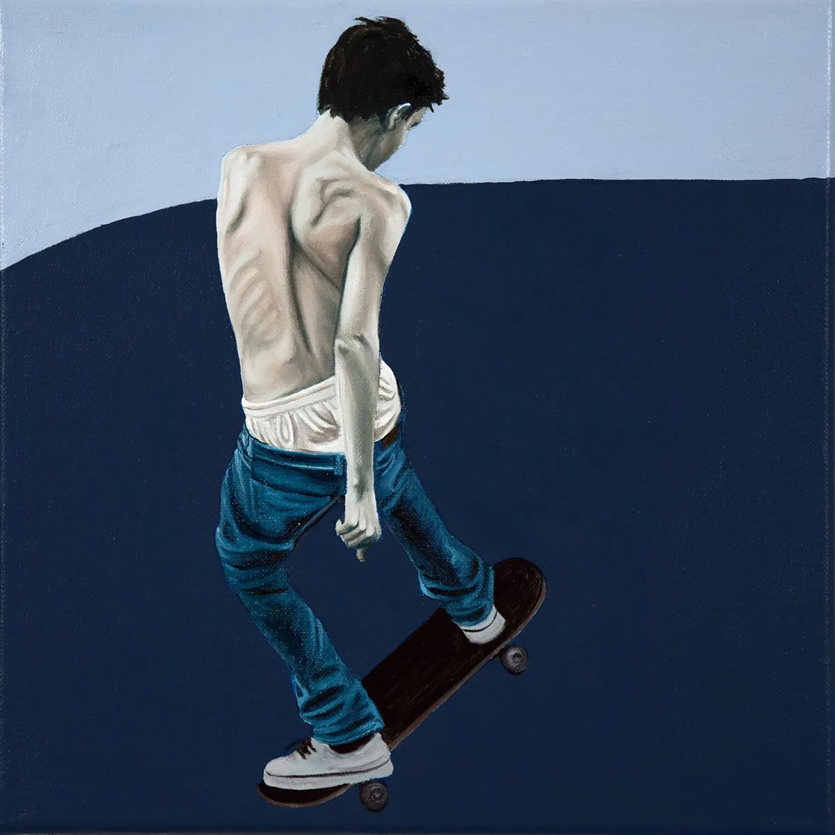 Photorealistic Portrait Oil Painting By Nicolas Maureau, 12 X 12", Skate Ii, Original Artwork