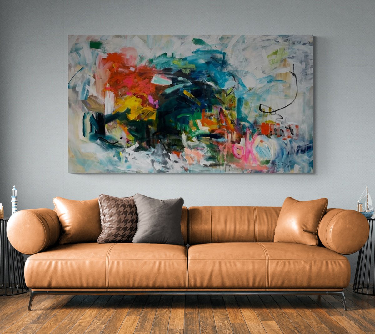 Organic Abstract Acrylic Painting By Marie Manon, 78 X 44", Finding My Ok, Original Artwork
