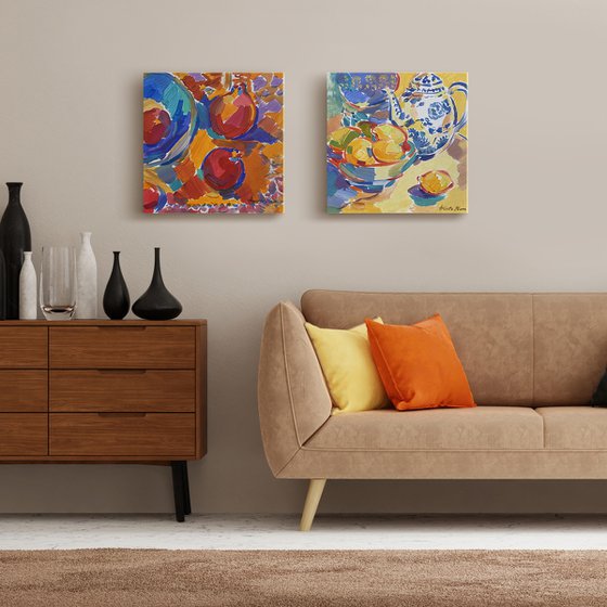 Pomegranates on an Oriental Rug