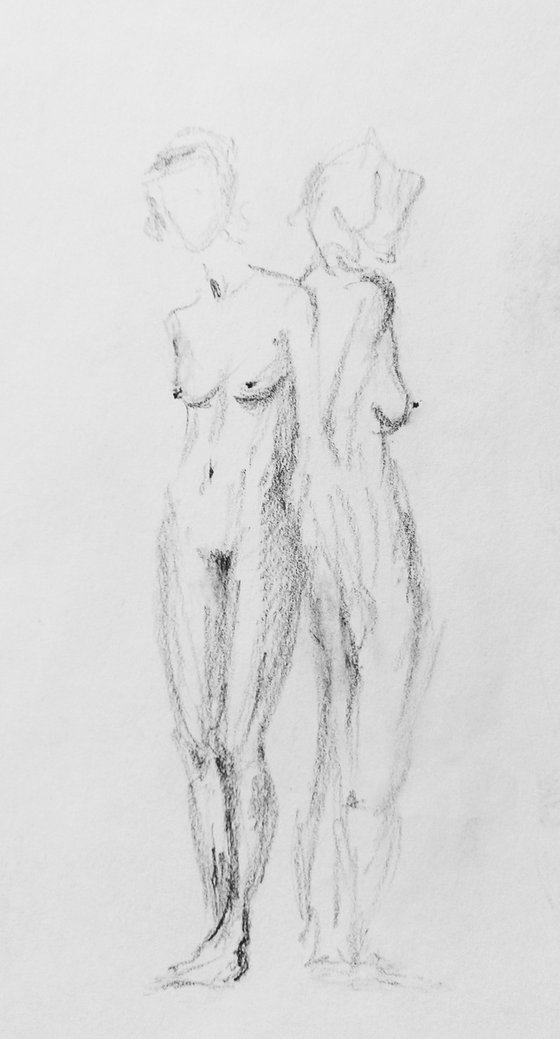 Nudes. Erotic pencil drawing