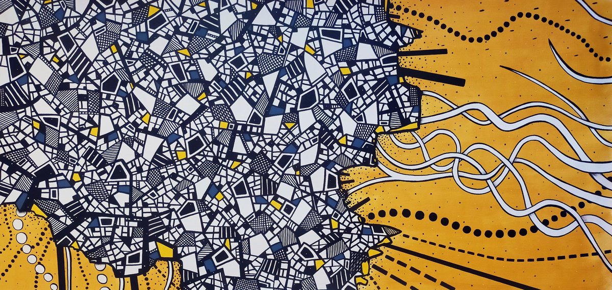 Abstract Acrylic Painting By Riccardo Ticco Capparella, 63 X 31", The Man Who Was Too Loud, Original Artwork