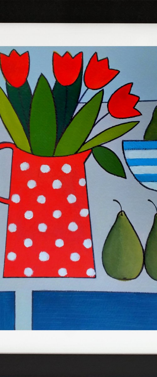 Still Life with Red Tulips by Jan Rippingham