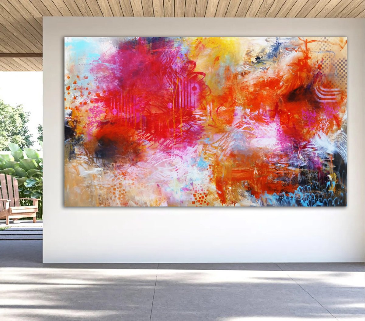 Abstract Acrylic Painting By Andrada Anghel, 60 X 36, Ebullient Horizons, Original Artwork