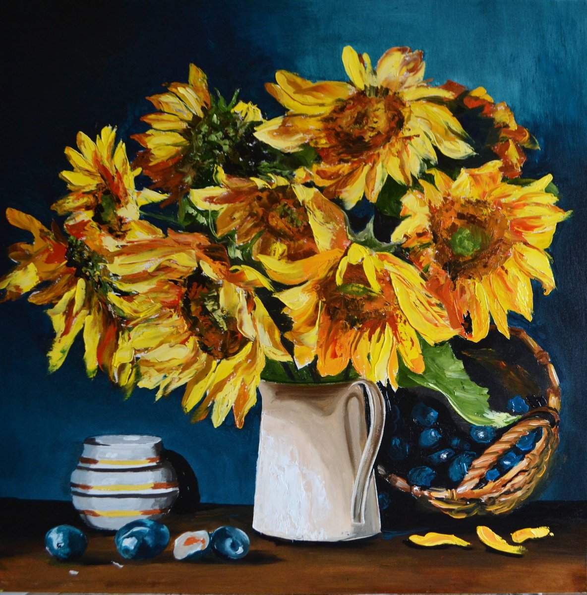 Sunflowers and Plums by Valeriia Radziievska