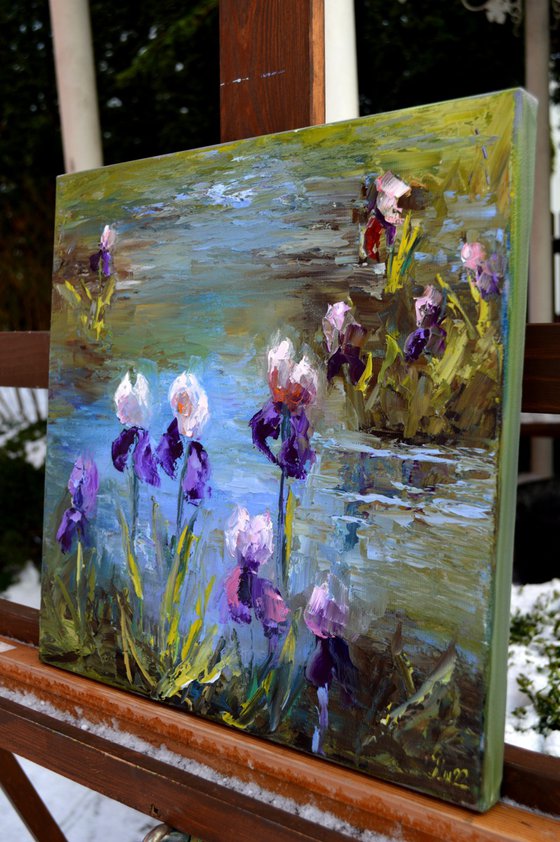 Pond with irises