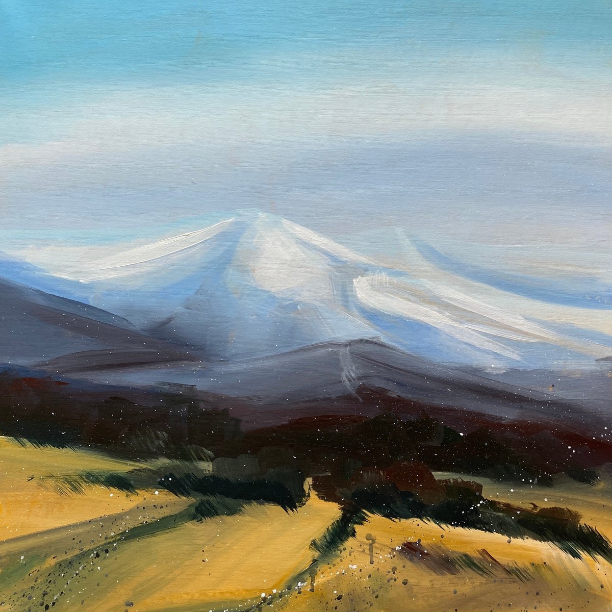 Impressionistic Landscape Acrylic Painting By Helen Mount, 24 X 24, Day Of Spring In The Mountains, Original Artwork