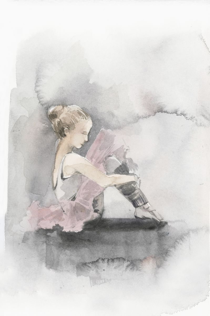 Little ballerina in dusty pink and grey n.12 by Sophie Rodionov