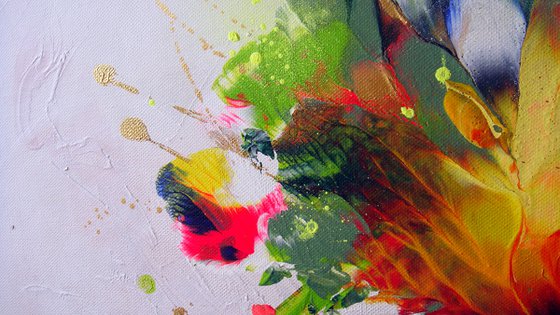 Abstract Flowers "Magic flowers of joy", Large Painting