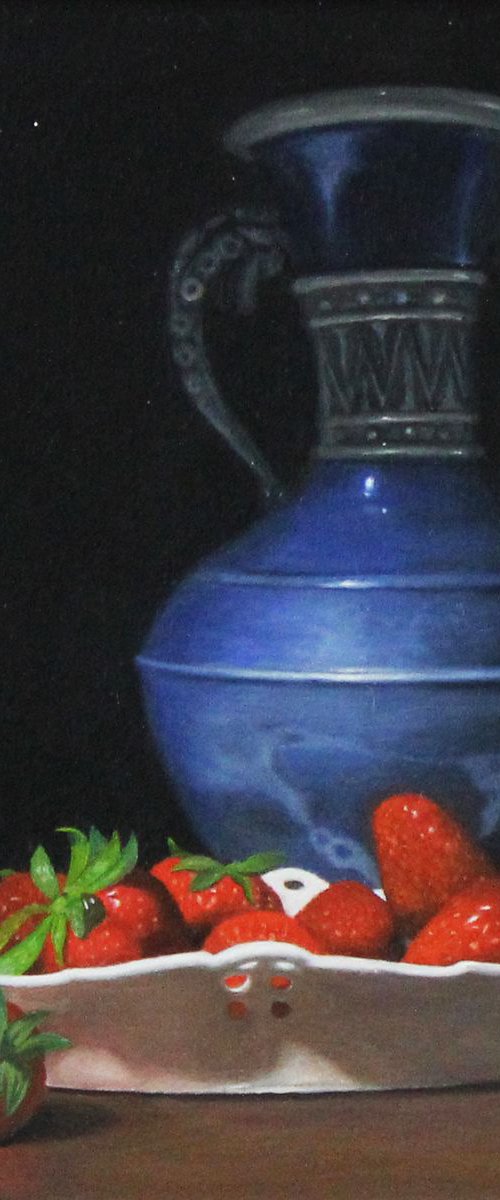 Blue Vase and Strawberries by James Zhao