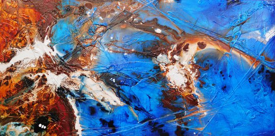 Rusted Blue Sugar 240cm x 120cm Blue Brown Textured Abstract Art